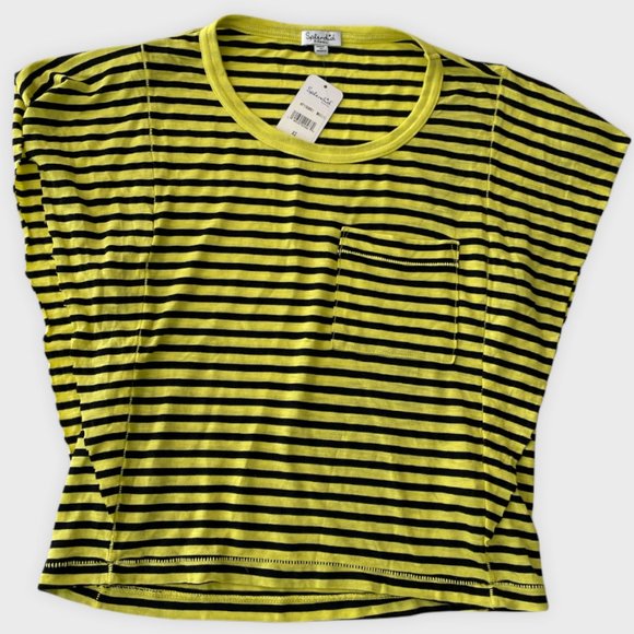 NWT Splendid French Stripe Ruffle Top, sz XS YELLOW - Picture 5 of 8